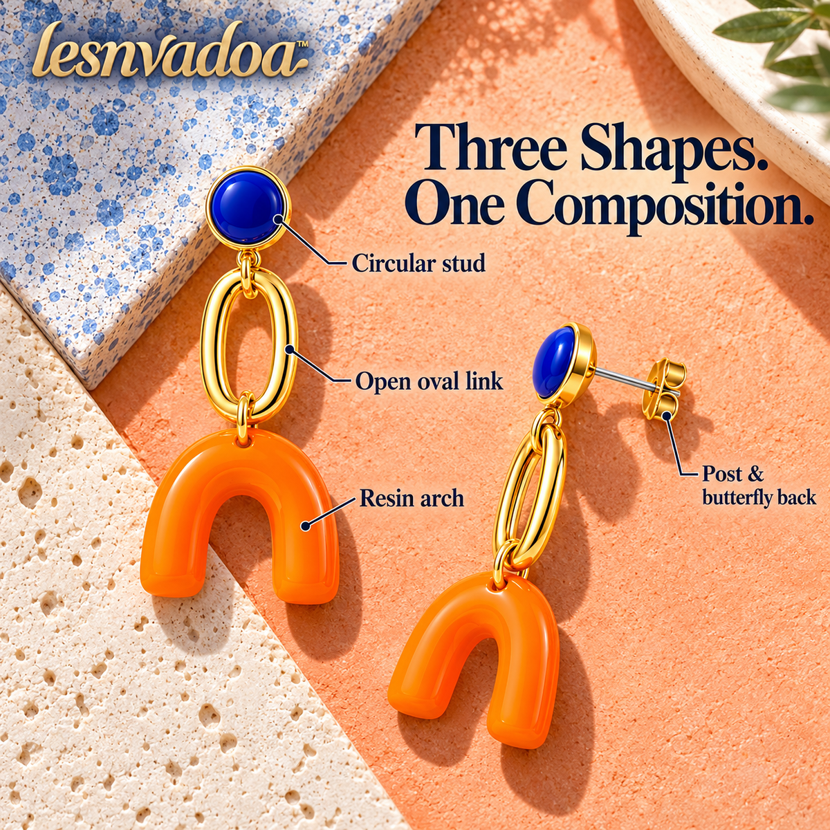 lesnvadoa™ Gallery Mobile Geometric Drop Earrings, Colorblock Resin Statement Jewelry for Women