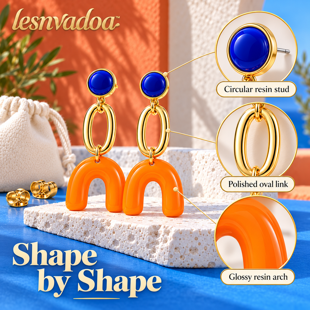 lesnvadoa™ Gallery Mobile Geometric Drop Earrings, Colorblock Resin Statement Jewelry for Women