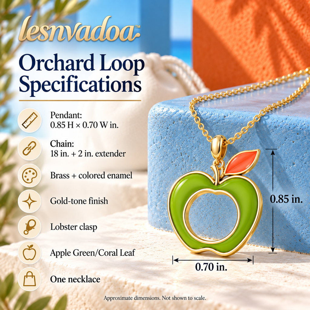 lesnvadoa™ Orchard Loop Apple Pendant Necklace, Colorful Enamel Fruit Charm with Adjustable Chain
