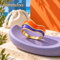 lesnvadoa™ Color Current Wavy Enamel Ring, Sculptural Colorblock Band for Women